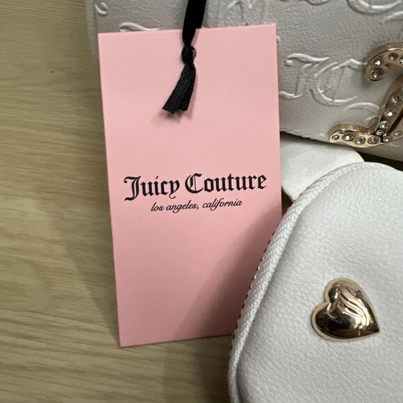 JUICY COUTURE Monogram/Gold White Satchel Bag With Bonus Mini Bag NWT - Picture 9 of 11